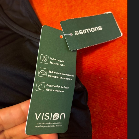 Black button-up cropped swim bikini top NWT - Picture 4 of 9